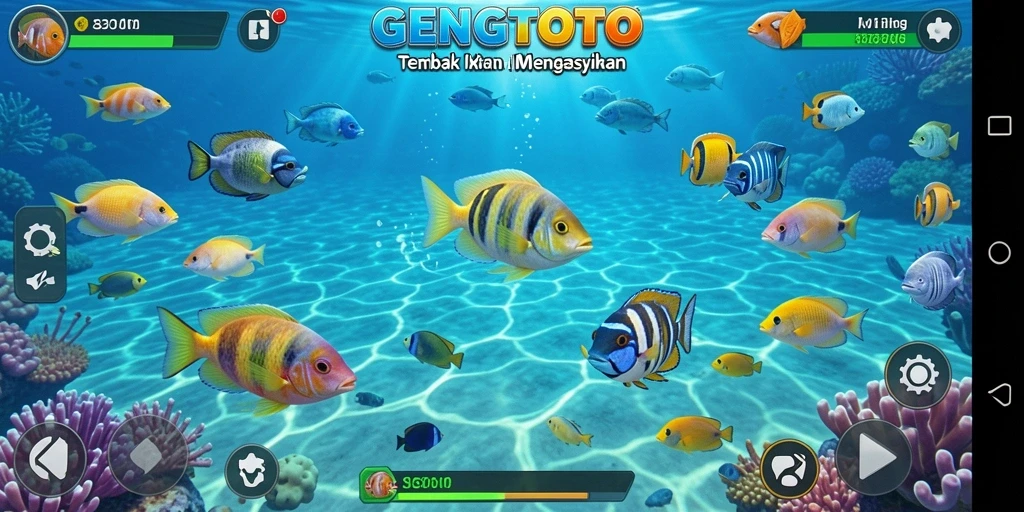 Tangkapan layar GENGTOTO menampilkan aksi seru Tembak Ikan.