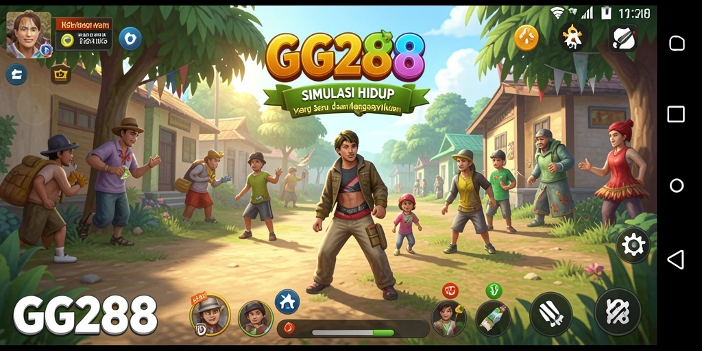 Tampilan gameplay GG288 dengan karakter yang sedang berinteraksi.