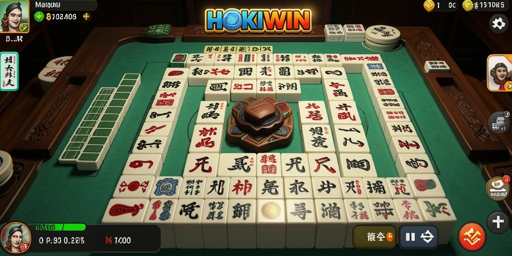 Screenshot utama HOKIWIN menunjukkan gameplay Mahjong yang seru.