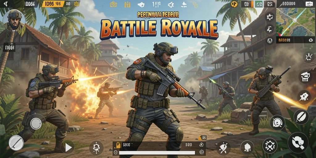 Tampilan gameplay <strong>ID66</strong> yang mendebarkan dalam pertempuran Battle Royale.