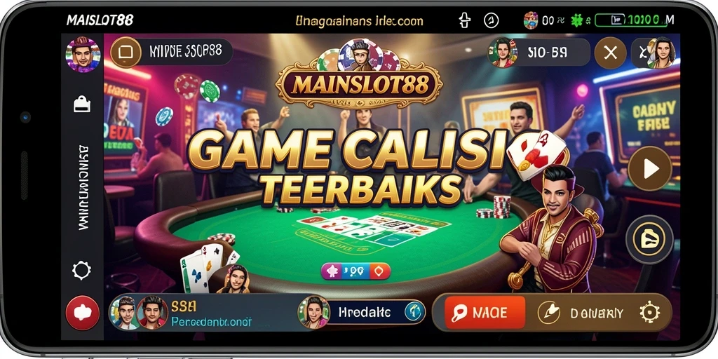 Screenshot utama MAINSLOT88 menampilkan dealer langsung dalam suasana kasino.