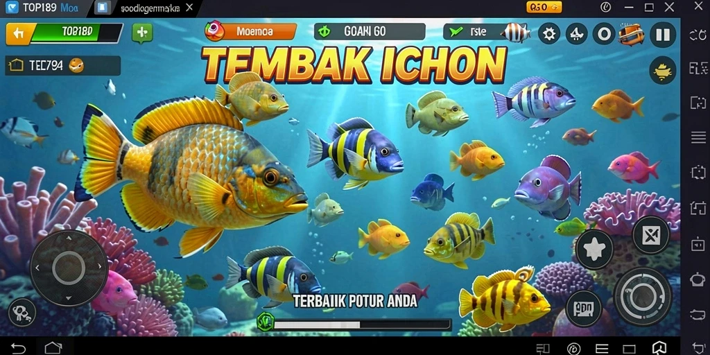 Screenshot yang menampilkan gameplay seru Tembak Ikan di TOPI189.