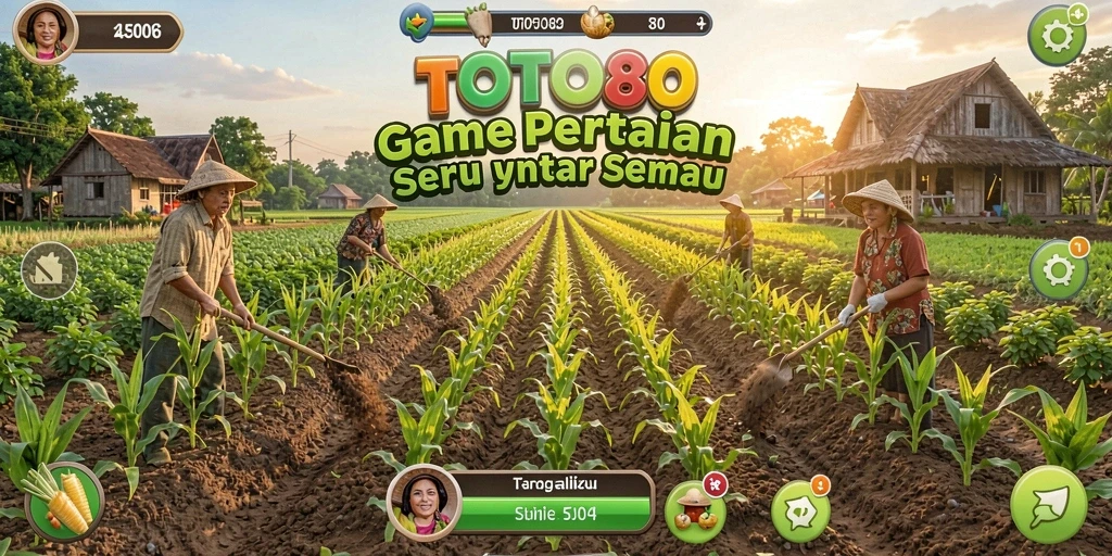 Screenshot gameplay TOTO80 menampilkan aktivitas bertani yang menyenangkan.
